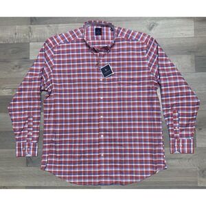 NWT TAILORBYRD Men's Red Plaid Cotton Heritage Long Sleeve Button Down Shirt XXL